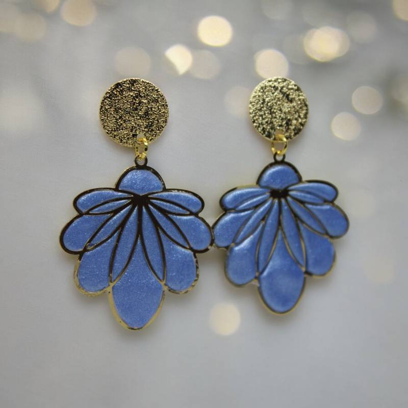 Blumen-Ohrringe Hängend Azurblau in Verschiedenen Varianten von MelAmieDesign