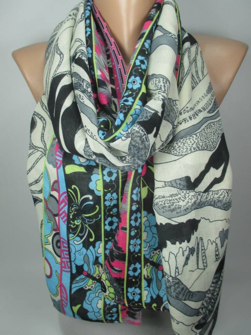 Blumenschal Blumen-Pflanzenschal Winter-Herbst-Schal Langer Schal Weihnachtsgeschenk Für Sie Mama-Frauen-Schal-Schals Einzigartiges Geschenk Frauen von MelScarf