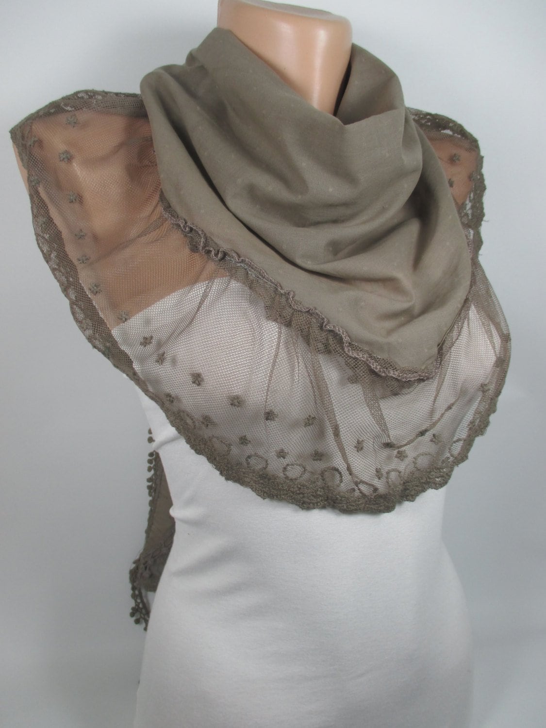 Braune Tüll Spitze Schal Baumwolle Hochzeit Brautjungfern Geschenk Braut Zubehör Einzigartiges Für Frauen Weihnachtsgeschenk Sie Mama von MelScarf