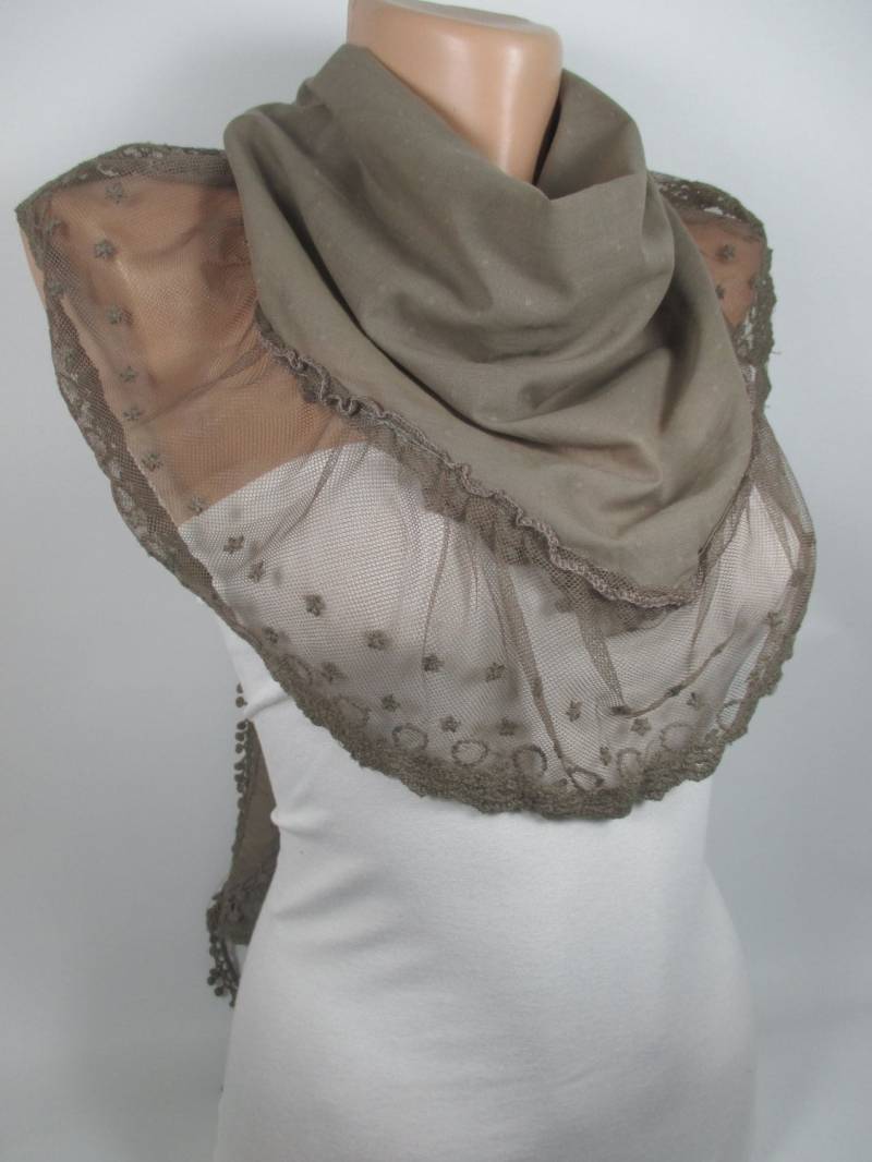 Braune Tüll Spitze Schal Baumwolle Hochzeit Brautjungfern Geschenk Braut Zubehör Einzigartiges Für Frauen Weihnachtsgeschenk Sie Mama von MelScarf
