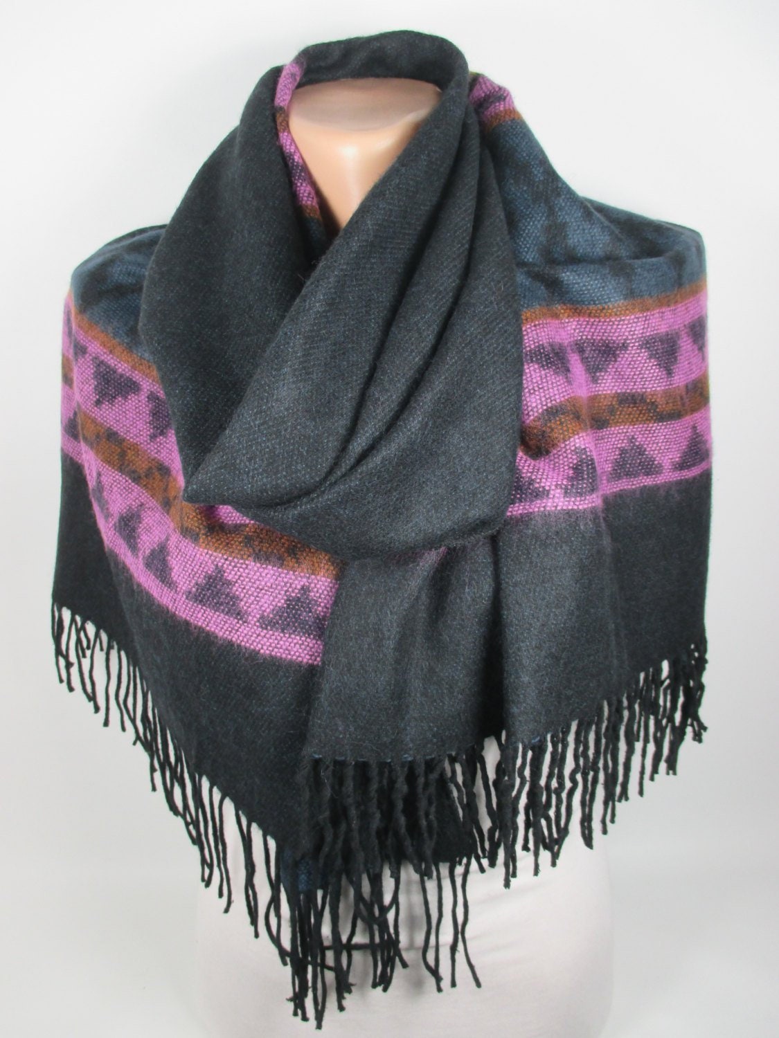 Chunky Decke Schal Einzigartiges Geschenk Für Frauen Übergroße Azteken Boho Winter Weihnachtsgeschenk Sie Mama Frau von MelScarf