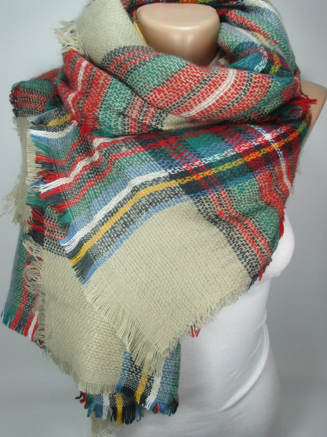 Chunky Plaid Decke Schal Gemütliche Winter Einzigartiges Geschenk Für Frauen Übergroßen Weihnachtsgeschenk Sie Mama Frau von MelScarf