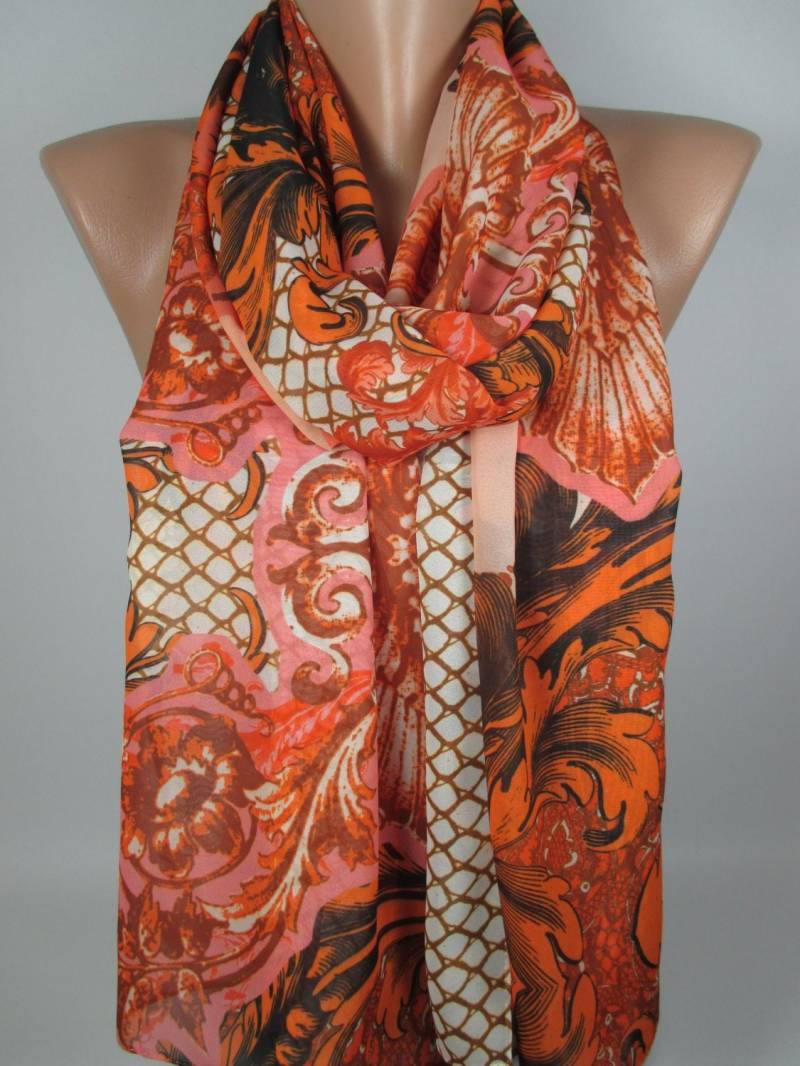 Floral Schal Orange Blumen Frauen Weihnachtsgeschenk Für Sie Mama Geschenk Frau von MelScarf
