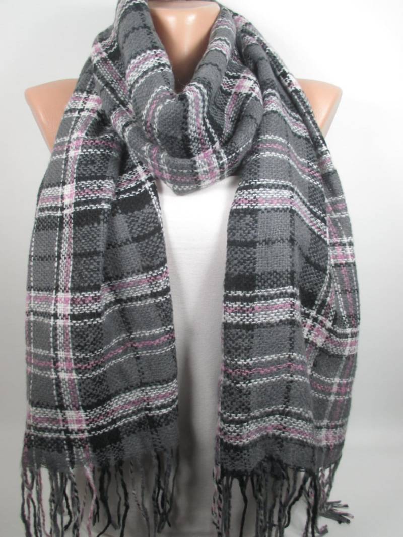 Karierte Decke Schal Flanell Grau Einzigartiges Geschenk Für Frauen Ihn Ihre Männer Winter Weihnachtsgeschenk Sie von MelScarf