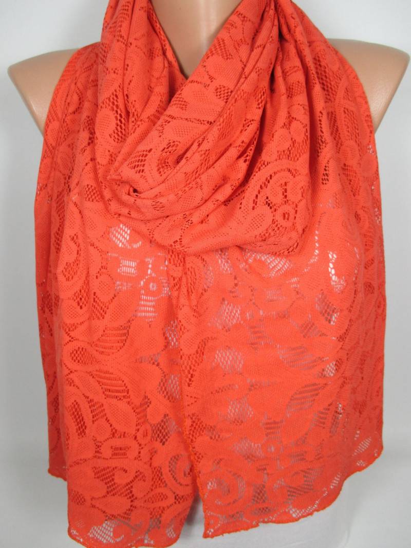 Orange Spitze Schal Hochzeit Braut Accessoires Brautjungfern Geschenk Brautparty Party Frauen Weihnachtsgeschenk Für Sie Mama von MelScarf
