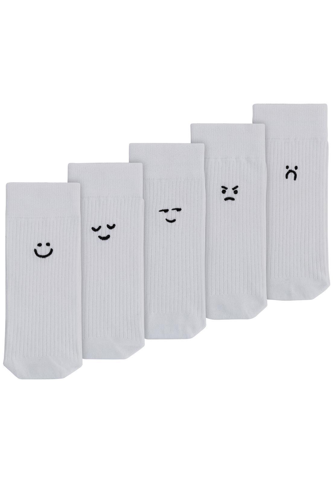 Gerippte Socken mit Stickerei, 5 er Pack von Mela