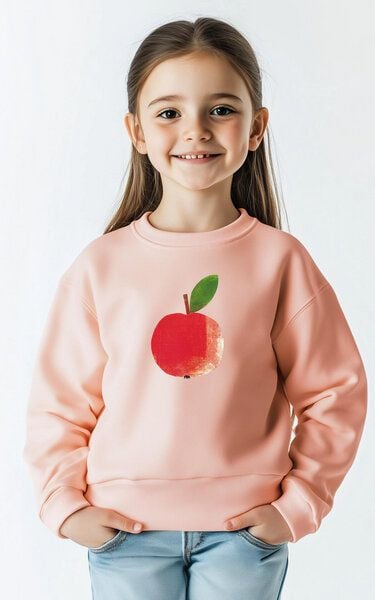 Meladi Kinder Sweater aus Biobaumwolle - Apfel auf Creme Latte von MelaDi