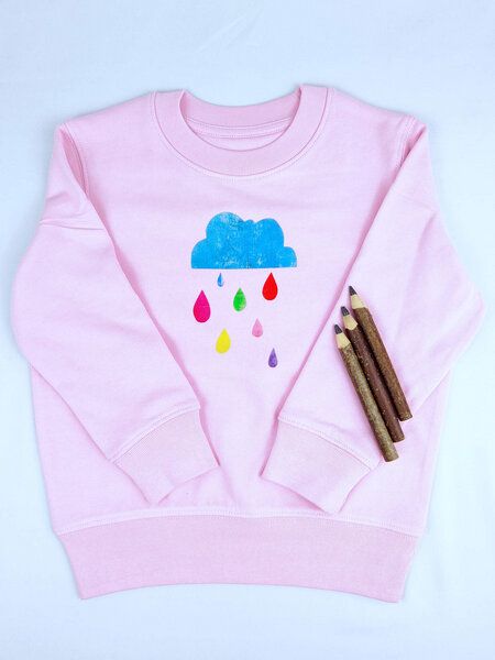 Meladi Kinder Sweater aus Biobaumwolle - Regenwolke auf Pink von MelaDi