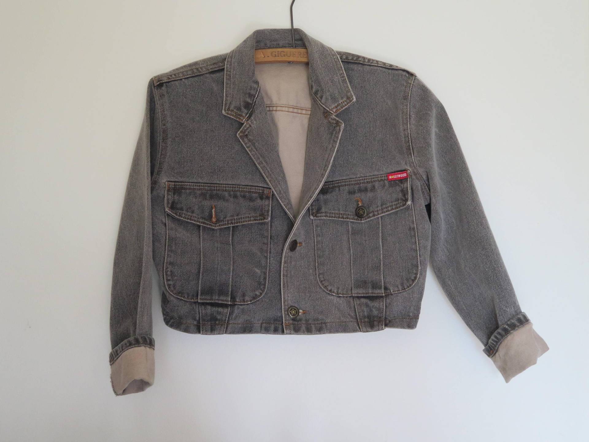 Jacke Jeans Beschnitten Hollywood Vintage Hergestellt in Kanada Kleine 1990/Hollywood Jeansjacke Jacke Jeans Beschnitten Hollywood Vintage Hergestellt in Kanada Kleine 1990/Hollywood Jeansjacke von Melangedecouleurs