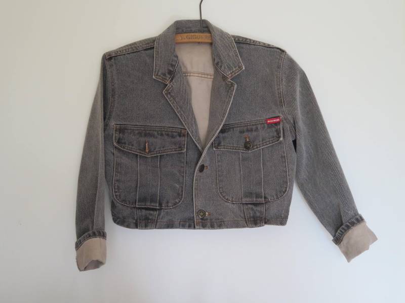 Jacke Jeans Beschnitten Hollywood Vintage Hergestellt in Kanada Kleine 1990/Hollywood Jeansjacke Jacke Jeans Beschnitten Hollywood Vintage Hergestellt in Kanada Kleine 1990/Hollywood Jeansjacke von Melangedecouleurs