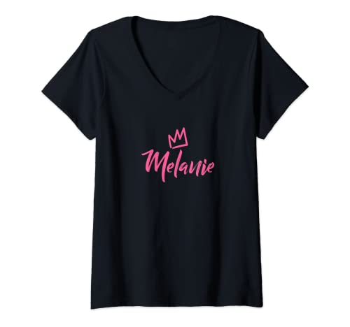 Damen Melanie die Königin / Rosa Krone für Frauen genannt Melanie T-Shirt mit V-Ausschnitt Damen Melanie die Königin / Rosa Krone für Frauen genannt Melanie T-Shirt mit V-Ausschnitt von Melanie Name Tag Apparel / Woman Named Melanie