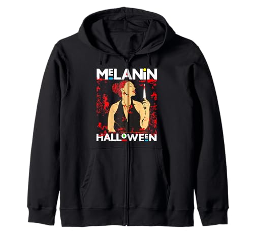 Lustiges Melanin Halloween Black Girl Magic Scary Blood Kostüm Kapuzenjacke von Melanin Halloween Shopp