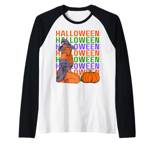 Lustiges Melanin Halloween Black Girl Magic Scary Blood Kostüm Raglan von Melanin Halloween Shopp