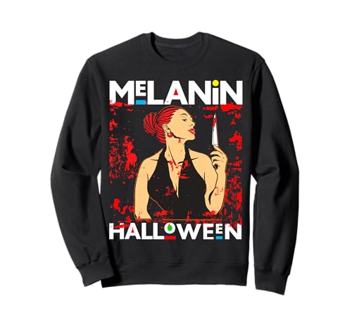 Lustiges Melanin Halloween Black Girl Magic Scary Blood Kostüm Sweatshirt von Melanin Halloween Shopp