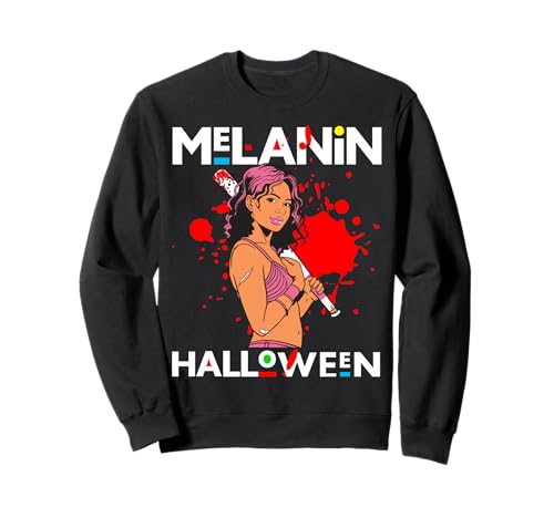 Lustiges Melanin Halloween Black Girl Magic Scary Blood Kostüm Sweatshirt von Melanin Halloween Shopp