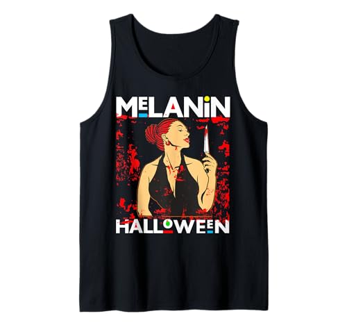 Lustiges Melanin Halloween Black Girl Magic Scary Blood Kostüm Tank Top von Melanin Halloween Shopp