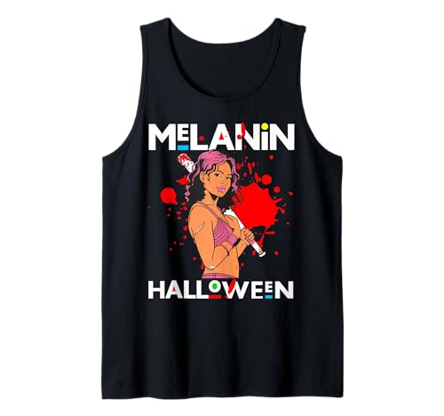 Lustiges Melanin Halloween Black Girl Magic Scary Blood Kostüm Tank Top von Melanin Halloween Shopp