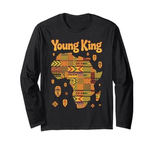 Young King Afrikanische Landkarte Tribal Kultur Muster Damen Herren Langarmshirt von Melanin Royalty Youth Ethnic Heritage Afro Roots
