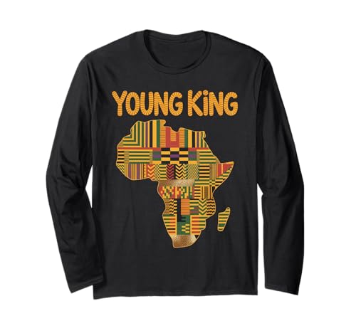 Young King Afrikanische Landkarte Tribal Kultur Muster Damen Herren Langarmshirt von Melanin Royalty Youth Ethnic Heritage Afro Roots
