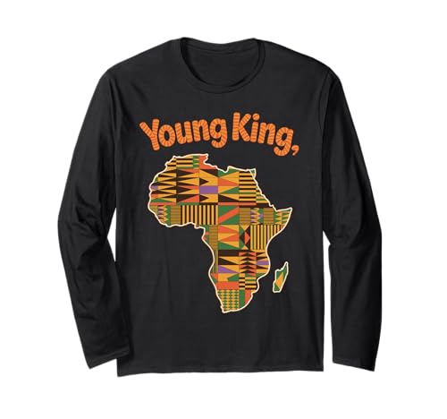 Young King Afrikanische Landkarte Tribal Kultur Muster Damen Herren Langarmshirt von Melanin Royalty Youth Ethnic Heritage Afro Roots