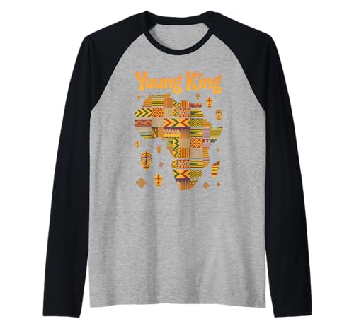 Young King Afrikanische Landkarte Tribal Kultur Muster Damen Herren Raglan von Melanin Royalty Youth Ethnic Heritage Afro Roots