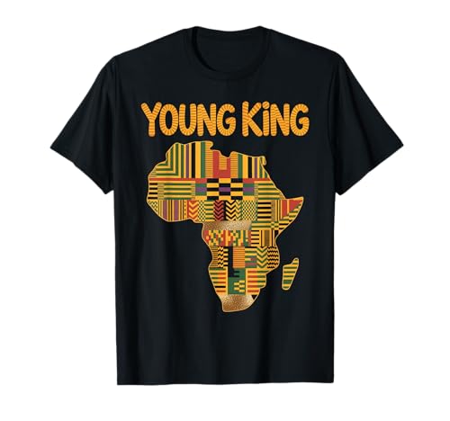 Young King Afrikanische Landkarte Tribal Kultur Muster Damen Herren T-Shirt von Melanin Royalty Youth Ethnic Heritage Afro Roots