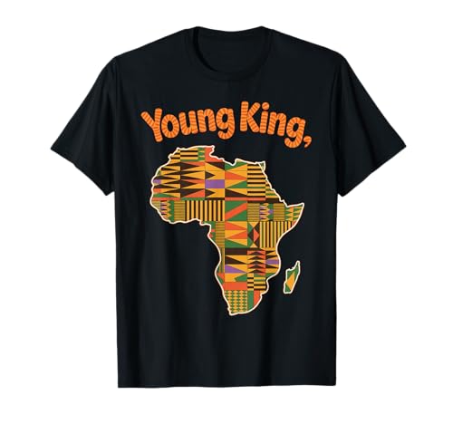 Young King Afrikanische Landkarte Tribal Kultur Muster Damen Herren T-Shirt von Melanin Royalty Youth Ethnic Heritage Afro Roots