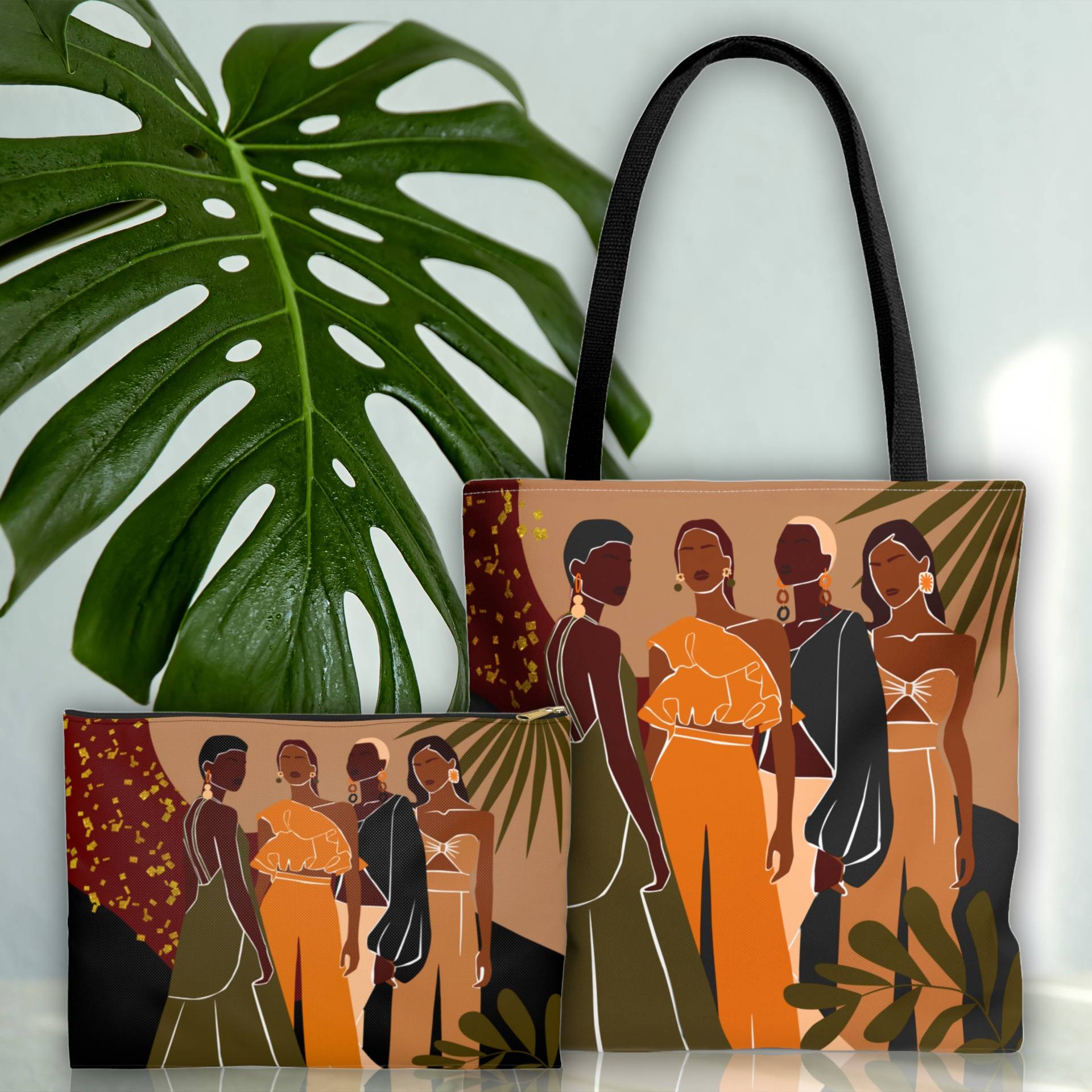 Einkaufstasche Makeup Pouch Bundle, Afroamerikaner-Einkaufstasche, Tote Für Schwarze Frauen, Mädchen-Einkaufstasche, Reisetasche von MelaninChicGoods