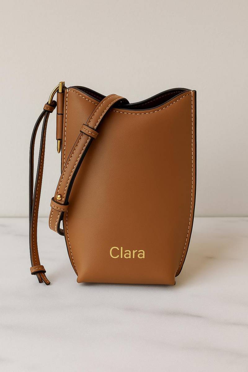 Personalisierte Handytasche Aus Leder Benutzerdefinierte Rindsleder Crossbody Mini Geldbörse von MelanoraStudio