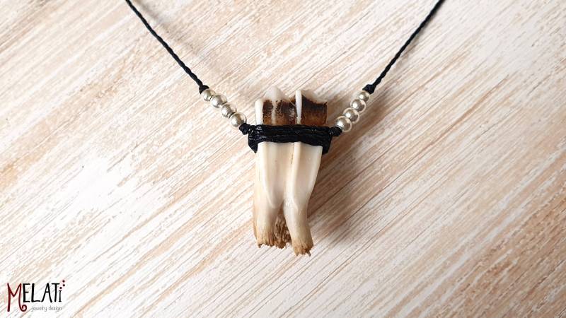 Zahnkette, Tierkette, Gothic Kette, Punk Kette Mit Echtem Zahn, Toerzahn An Macramee Tierzahn Halskette von MelatiJewelryDesign