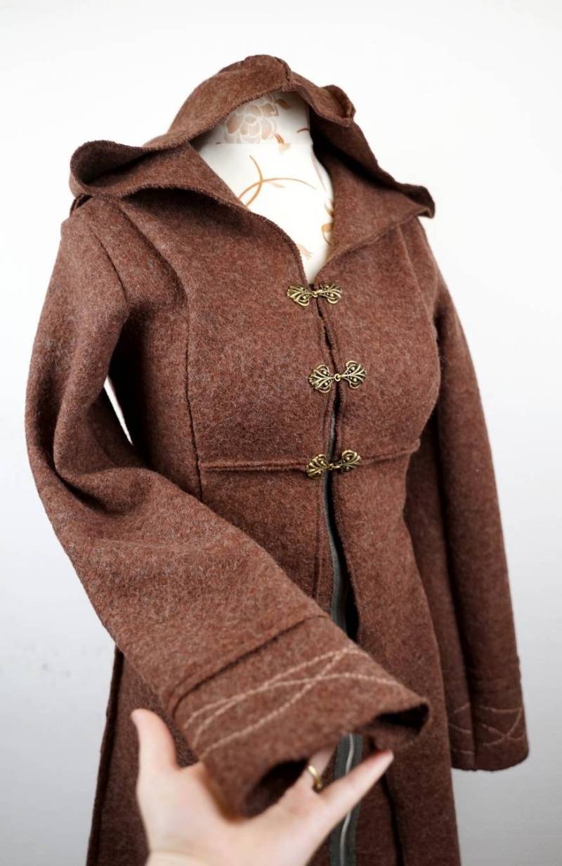 Wollmantel Mantel Damen/Herren , Lang Aus Wollwalk Elfen Mittelalter Merino von MelavastraShop