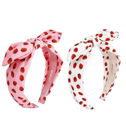 Melbelia Schleifen-Stirnbänder für Mädchen und Kinder, dünnes Stirnband mit Schleife, modisches geknotetes Stirnband, rutschfestes Haarband für Kleinkinder (Rot und Weiß, 2 Stück) von Melbelia