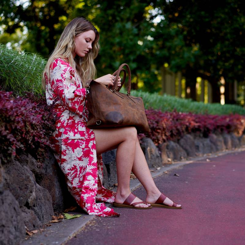 Handgemachte Leder Weekender Tasche Pflanzlich Gegerbtes Seeleder, Messing-Hardwares-Geschenk Für Sie Ihn Geburtstag Jahrestag von MelbourneLeathrCo