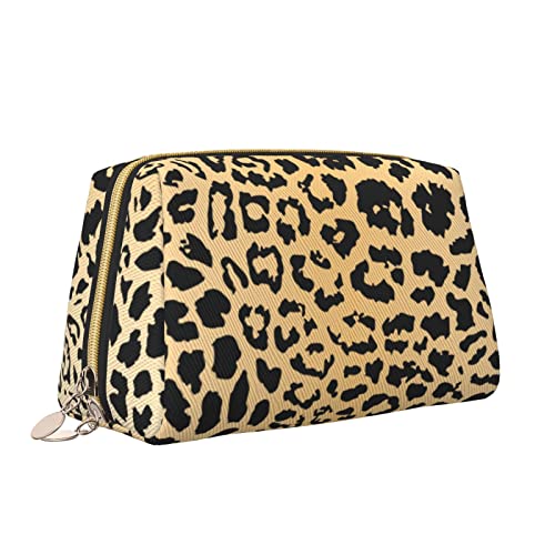 Ästhetische Leder-Make-up-Tasche mit Reißverschluss, realistisches Leopardenmuster, Gepard, Reise-Kosmetiktasche, wasserdicht, großer Make-up-Organizer, Kulturbeutel für Damen, Kosmetik, Schmuck, Ges von Melbrakin