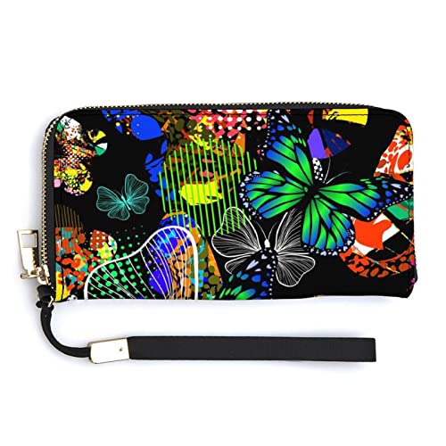 Abstrakte Tintenflecken mit Schmetterlingen Damen-Handgelenk-Geldbörse Große Kapazität Geldbörsen für Damen Lange Clutch-Taschen Bedruckte PU-Handtasche mit Reißverschluss Abstrakte Tintenflecken mit Schmetterlingen Damen-Handgelenk-Geldbörse Große Kapazität Geldbörsen für Damen Lange Clutch-Taschen Bedruckte PU-Handtasche mit Reißverschluss von Melbrakin