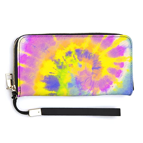 Blau Lila Tie Die Spiral Damen-Handgelenk-Geldbörse, großes Fassungsvermögen, Geldbörsen für Damen, Lange Clutch-Taschen, Bedruckte PU-Handtasche mit Reißverschluss von Melbrakin