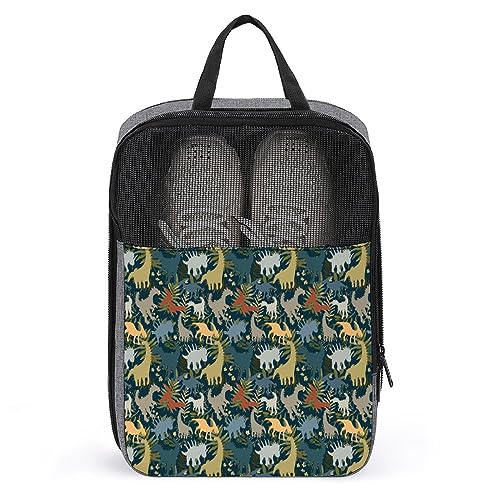 Bunte Dinosaurier-Muster, Reise-Schuhtaschen, tragbare Aufbewahrungstasche, Schuh-Organizer, Tragetasche für Damen und Herren von Melbrakin