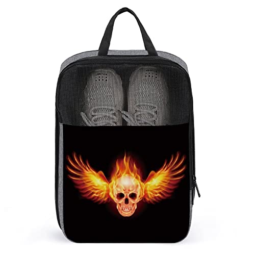 Cute Travel Shoes Bag,Flaming Skull Waterproof Breathable Portable Travel Shoe Bag with Zipper,Travel Shoe Organizer Bag Shoes Storage Bag for Men Women Gym Daily von Melbrakin