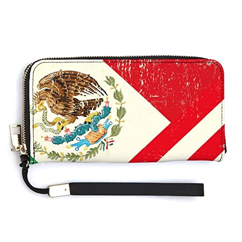 Damen-Armband-Geldbörse im Retro-Stil mit USA und mexikanischer Grunge-Flagge, großes Fassungsvermögen, Geldbörsen für Damen, lange Clutch-Taschen, bedruckte PU-Handtasche mit Reißverschluss Damen-Armband-Geldbörse im Retro-Stil mit USA und mexikanischer Grunge-Flagge, großes Fassungsvermögen, Geldbörsen für Damen, lange Clutch-Taschen, bedruckte PU-Handtasche mit Reißverschluss von Melbrakin