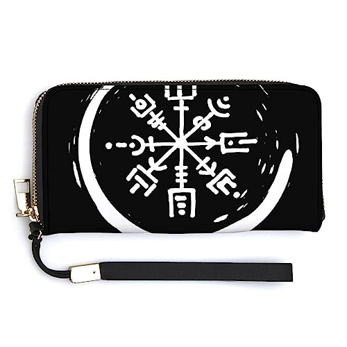 Damen-Geldbörsen, große Kapazität, Reißverschluss, Handtaschen-Geldbörse für Mädchen, kompatibel mit Magic Viking Vegvisir Runic Compass Wallet von Melbrakin