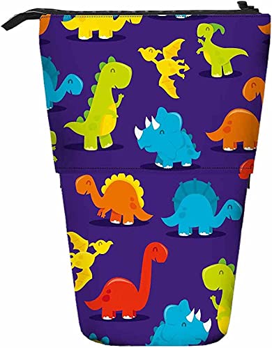 Dinosaurier-Teleskop-Bleistift-Briefpapieretui, Stifte-Aufbewahrungsbox mit Reißverschluss, für Damen, Herren, Jungen, Mädchen, niedlich, lustig, Brontosaurus, Pterodaktylus, Stegosaurus, Tyrannosaur von Melbrakin
