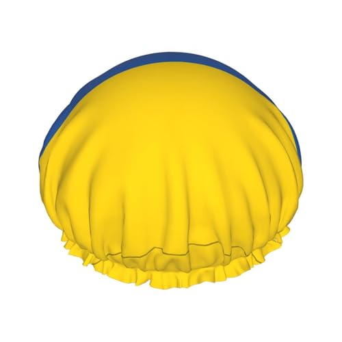 Doppellagige wasserdichte Duschhaube mit Flagge der Ukraine für Damen – langlebiges, leichtes und tragbares Badezubehör für langes Haar von Melbrakin