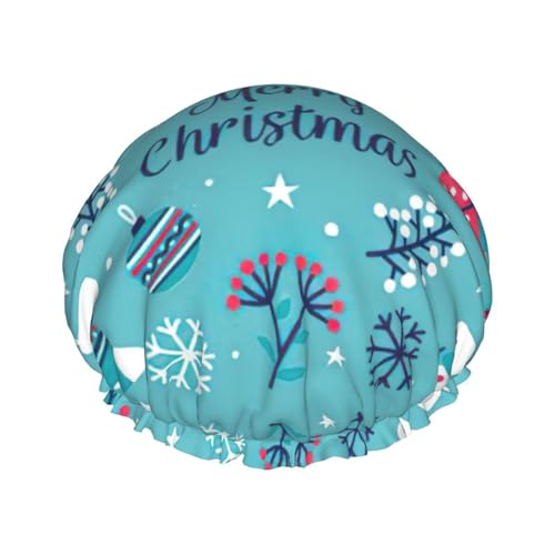 Duschhauben mit Aufdruck „Merry Christmas“ für Frauen, wiederverwendbare Duschhaube, Haarhaube für die Dusche, rutschfeste süße Duschhaube, Weihnachtsgeschenk von Melbrakin