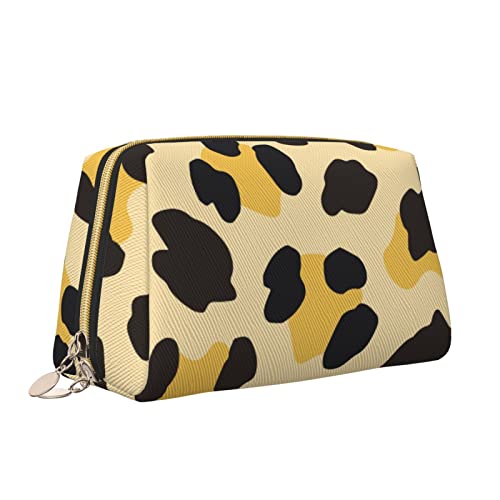 Elegante Damen-Reise-Kosmetiktasche aus Leder, Leopard, wasserdicht, Make-up-Tasche, Geldbörse, Kulturbeutel, Organizer mit Reißverschluss, für Damen, Schmuck, Kosmetika, S von Melbrakin