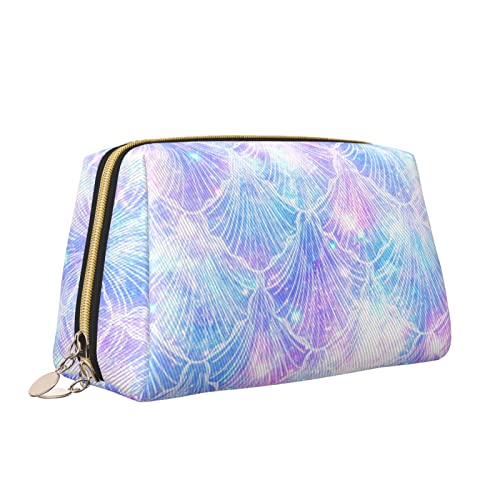 Elegante Damen-Reise-Kosmetiktasche aus Leder, Meerjungfrau-Galaxie-Glitzersterne, wasserdichte Make-up-Tasche, Geldbörse, Kulturbeutel, Organizer-Etui mit Reißverschluss für Damen, Schmuck, Kosmetik von Melbrakin