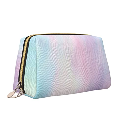 Elegante Damen-Reise-Kosmetiktasche aus Leder, buntes Regenbogen-Marmormuster, wasserdichte Make-up-Tasche, Geldbörse, Kulturbeutel, Organizer-Etui mit Reißverschluss für Damen, Schmuck, Kosmetika, S von Melbrakin