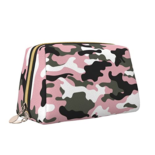 Elegante Damen-Reise-Kosmetiktasche aus Leder, rosa, schwarz, Camo, wasserdicht, Make-up-Tasche, Geldbörse, Kulturbeutel, Organizer-Etui mit Reißverschluss für Damen, Schmuck, Kosmetik, S von Melbrakin