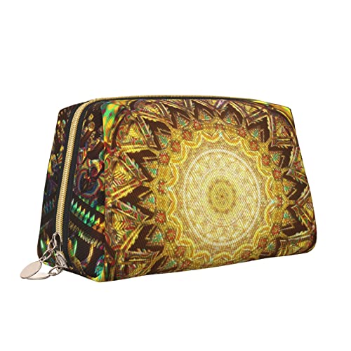 Elegante Reise-Kosmetiktasche aus Leder für Damen, Chakra-Muster im dritten Auge, wasserdichte Make-up-Tasche, Geldbörse, Kulturbeutel, Organizer-Etui mit Reißverschluss für Damen, Schmuck, Kosmetika von Melbrakin