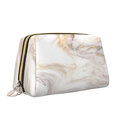 Elegante Reise-Kosmetiktasche aus Leder für Damen, Marmor-Tintentextur-Hintergrund, wasserdichte Make-up-Tasche, Geldbörse, Kulturbeutel, Organizer-Etui mit Reißverschluss für Damen, Schmuck, Kosmeti von Melbrakin
