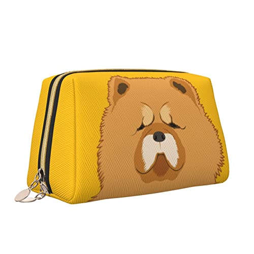 Elegante Reise-Kosmetiktasche aus Leder für Damen, Welcome Chow Chow Dog, wasserdichte Make-up-Tasche, Geldbörse, Kulturbeutel, Organizer-Etui mit Reißverschluss für Damen, Schmuck, Kosmetika, S von Melbrakin